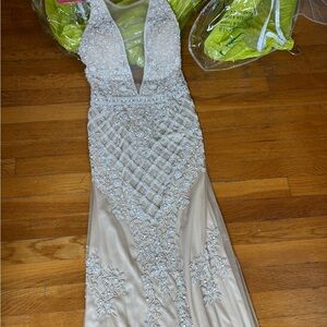 Elegant Cream Embellished Gown
